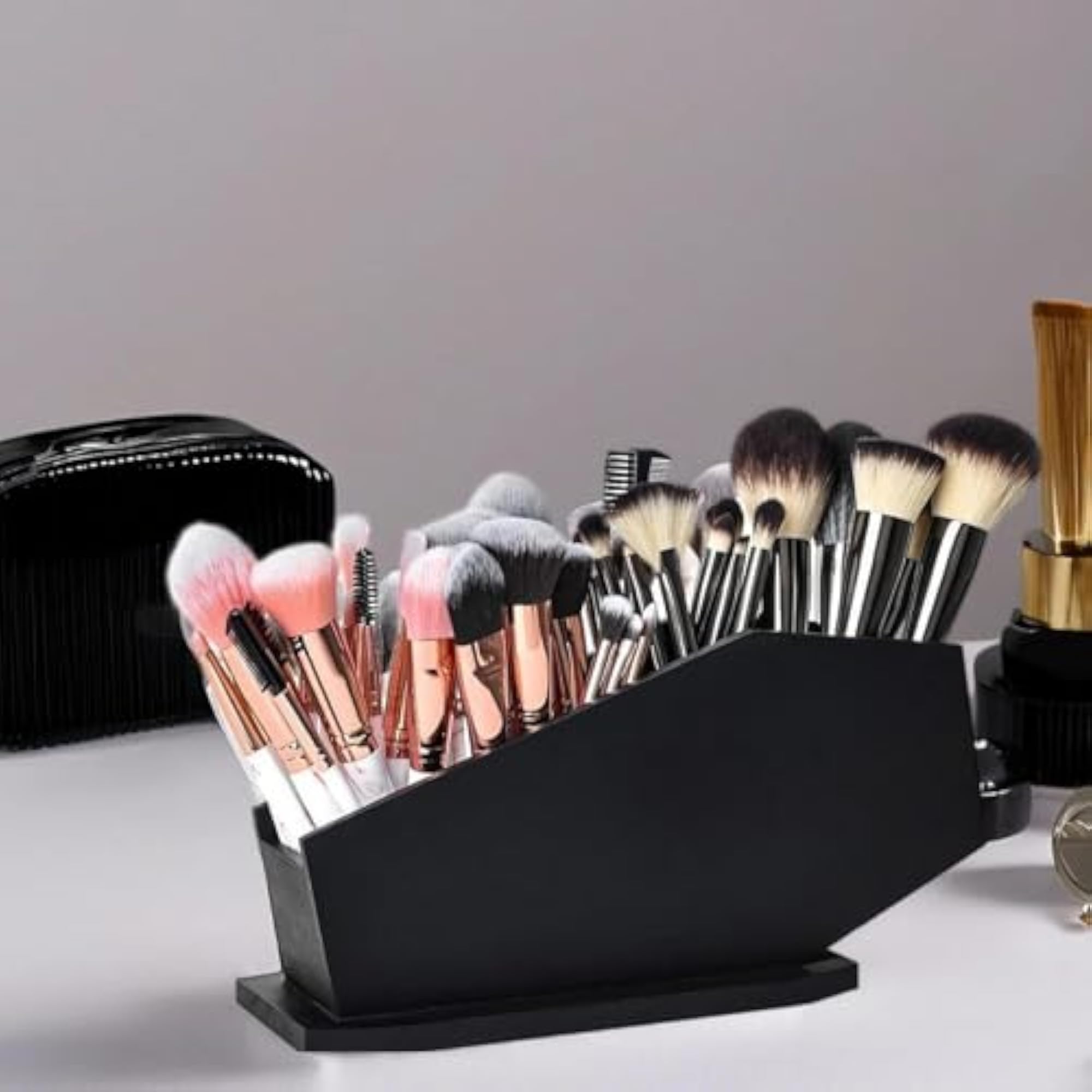 Sturdy Makeup Brush Holder with Compartments