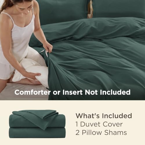 Image of Bedsure Duvet Cover Full Size, Double Brushed Bedding Set, Forest Green | For Kids & Adults, 80 inchx90 inch Comforter Cover, Hotel Luxury, All Season, Breathable, Easy Care, Lightweight, Zipper Closure