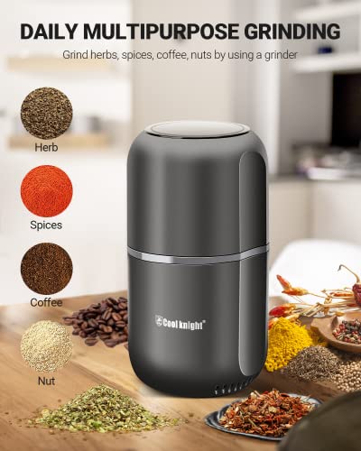Cool Knight Herb Grinder Electric Spice Grinder [Large Capacity/High Rotating Speed/Electric]- Electric Grinder For Spices And Herbs (Grey 2) #TOP3