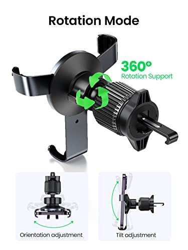 Image of UGREEN Car Phone Holder Air Vent Universal Gravity Mount Cradle, Compatible with iPhone 16 Pro Max, Galaxy S25 Ultra, and More 5.8-7.2'' Phones, Black
