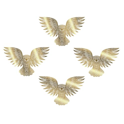 Celestial Owl 4 pcs 2 Inch 22k Gold Fused Glass Decals