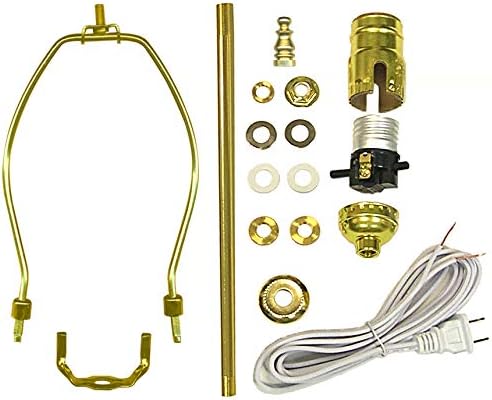 National Artcraft Lamp Kit Includes Shade Holder, Lamp Pipe, Cord, Socket and Hardware - Perfect Repair Kit for Traditional Style Lamps (Pkg/1)
