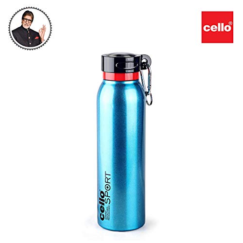 Image of Cello Beatle Stainless Steel Flask, Brown, 550Ml & Cello Beatle Stainless Steel Flask, 550 Ml, Metallic Blue
