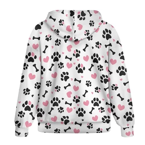 Wismoutput Dog Paw Printed Womens Zip up Hoodies Long Sleeve Fall Oversized Sweatshirts Fleece Jacket with Pockets 2024 Fashion Clothes