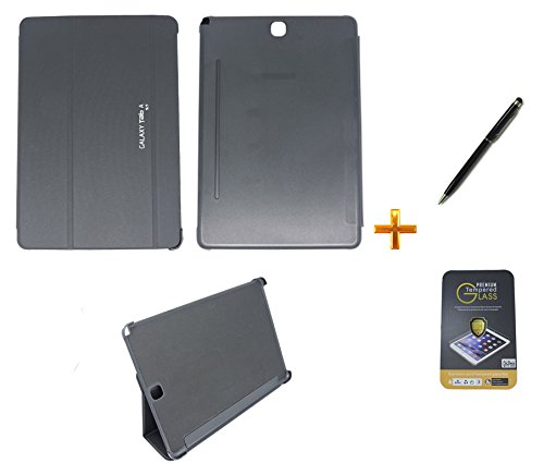 Kit Capa Smart Book Galaxy Tab A - 9.7´ P550/P555 + Película de Vidro + Caneta Touch (Preto)
