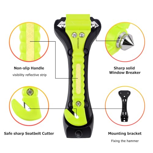 Image of MOTORBUDDY 2-Pack Car Safety Hammer Seatbelt Cutter,Auto Emengency Escape Tool with Windows Glass Breaker, Escape Tool for Car Accidents,Grow in The Dark