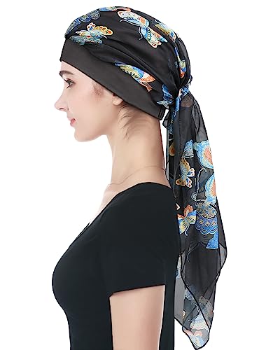 Long Chiffon Scarf Head Coverings Chemo Cap for Women2