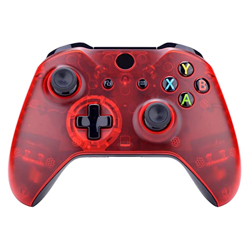 eXtremeRate Coque Avant Transparent pour Xbox One S/X Manette, Coque Avant Shell Transparente pour Xbox One S/X Manette, Transparent Rouge Sang