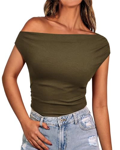 BTFBM Women Off The Shoulder Top 2025 Summer Sleeveless Ruched