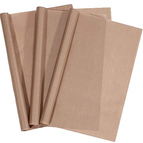 3 Pack PTFE Teflon Sheet for Heat Press Transfer Sheet 16 x 12 Non Stick Heat Transfer Paper Washable Reusable Heat Resistant Baking Sheets Craft Mat (Brown)