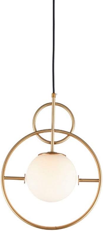 ZHOU LED Lustre En Cuivre, Mode Nordique Créatif Rond Lustre En Verre Plafonnier Café Restaurant Table À Manger Décoration Éclairage