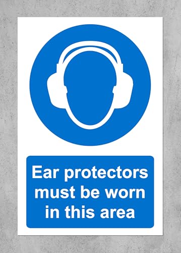 Ear protectors must be worn in this area safety sign - 1.2mm Rigid plastic 300mm x 200mm