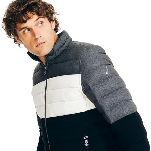Image of Nautica Men's Reversible Quilted Puffer Jacket -Midweight Mechanical Stretch Winter Coat