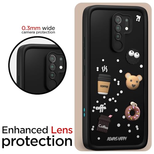 Image of Bintage Cute Fun Taddy| 3D Ball Bear| Donut| Coffee Rubber Case Full Body & Camera Protection Back Cover Compatible for Mi Poco M2 Reloaded - Black