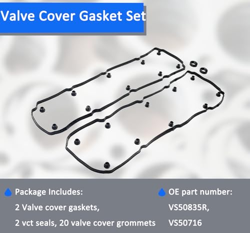 Image of AUCERAMIC VS50835R VS50716 Valve Cover Gasket Set Fit 2011-2022 for Ford F-150 F-250 F-350 E-350 E-450 6.2l V8