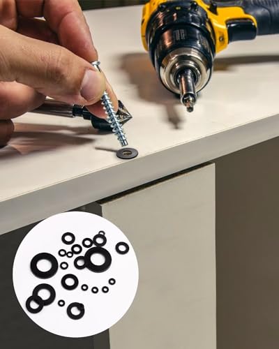 500 Stück Unterlegscheiben Kunststoff, Leryati Unterlegscheiben Schwarz Nylon Distanzhülsen, Kunststoffscheiben Sortiment Distanzscheiben 8 Größen Unterlegscheiben Set- M2/M2.5/M3/M4/M5/M6/M8/M10