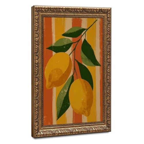 Toile citrons vintage aux finitions d'art pour une décoration de chambre élégante