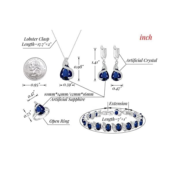 GZWHD Jewelry Set for Women Water Drop Cubic Zirconia Artificial Crystal Earrings Pendant Necklace Open Ring Tennis Bracelet Wedding Anniversary Birthday Engagement Gift for Bridesmaid Wife Girlfriend Friend - Image 7