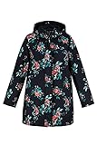 outdoor parka damen sale Softshell-Parka, außen mit Blütenmuster, wind-, wasserabweisend, atmungsaktiv. Innen weiches Fleece. Mit verstellbarer Kapuze, Stehkragen und verdecktem Zipper. 2 Zipptaschen, Tunnelzug in der Taille, Innentasche.