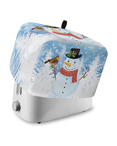 Toaster Dust Cover for Kitchen 2 Slice, Christmas Snow Man Bread Maker Covers Toasters for Fingerprint Protector Washable Small Appliance Covers Accessories (12x7.5x8in)