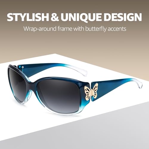 TJUTR Polarised Sunglasses for Womens Wrap Around Sun Glasses with UV400 Protection Trendy Butterfly Design - Image 3