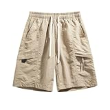 [Manatsulife] ハーフパンツ メンズ 5分丈 短パン ショートパンツ 通気 吸汗 撥水 凉感 軽量 ルーズ アウトドア 登山 釣り 夏 半ズボン カジュアル おしゃれ DK701 (JP, アルファベット, 2XL, カーキ)
