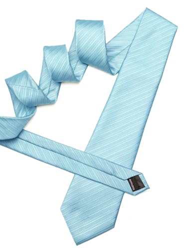 Image of Barry.Wang Solid Striped Tie for Men Silk Necktie Pocket Square Cufflinks Formal Wedding Party Business