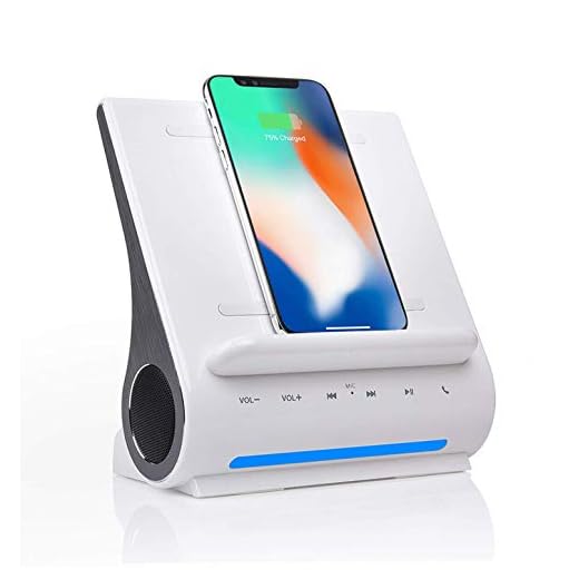 Azpen Dockall D108 - Qi Wireless Fast Charging Docking Station with Upgraded Bluetooth Speaker System White Color, Glossy White