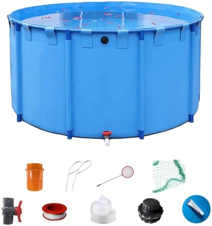 Portable Koi Pond Reservoir - Foldable 3100L Water Storage Tank for Aquaculture, Large Fish Breeding Pool with Durable Frame & Accessories (2x1m)