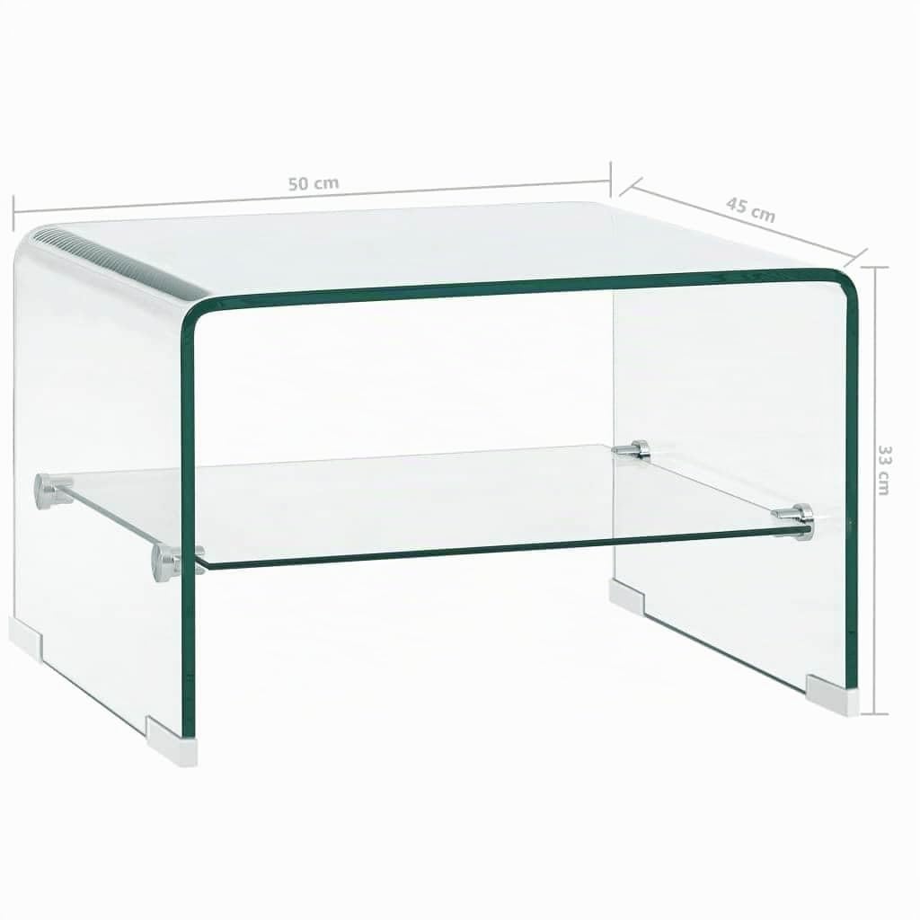 vidaXL Tavolino da caffè Elegante Pratico Decorativo Moderno Tavolo Basso da Salotto Trasparente 50x45x33cm in Vetro Temperato con Ripiano in MDF