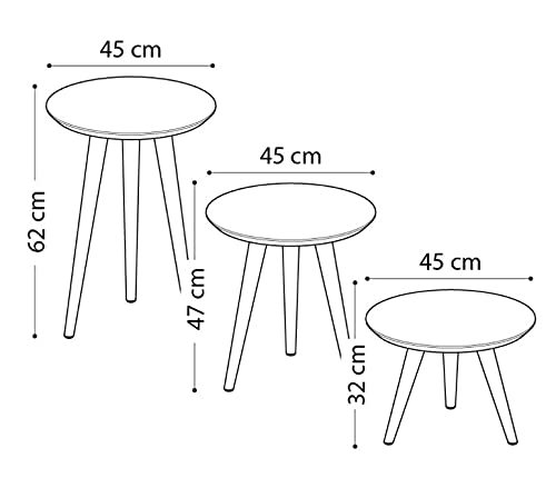 Kit Mesa Apoio/Lateral e Centro Retrô Classic com 3 Pernas Decoração - Branco