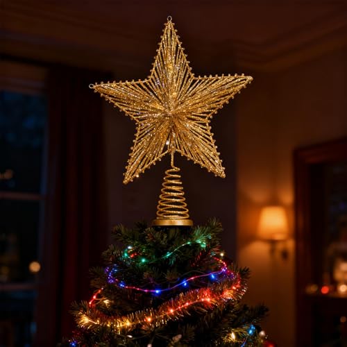 Estrella para árbol de Navidad con acabado de granja resistente para interiores 3