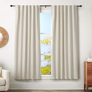 AmazonBasics 1" Curtain Rod with Round Finials - 72" to 144", Black