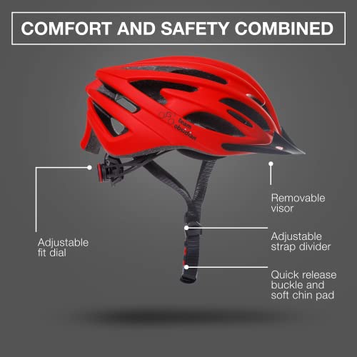 TeamObsidian Bicycle Helmet - for Adult Men and Women - Model G1342 - Color Red - Size M/L 58cm-62cm - Thumbnail 2