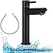 Grifo Baño,Grifo para Lavabo para Baño,Agua Fría Grifo Lavabo Monomando,Acero Inoxidable Antióxido Palanca Única Grifo Lavabo Lavabo Cascada con Manguera,para Baño,Lavabo,Cocina(Negro)