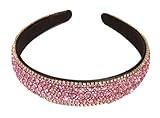 scicent Hair Bands Vintage Crystal Rhinestone Headbands Sparkle Silver Diamond Head Band Wide Hairbands Party Wedding Headpiece Bridal Hair Accessories Pink 6707