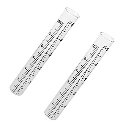 balacoo 2Pcs Flat Bottomed Glass Test Tube Rain Gauge with Scale for Accurate Rainfall Measurement Design for Farming Meteorological Research and Climate Studies