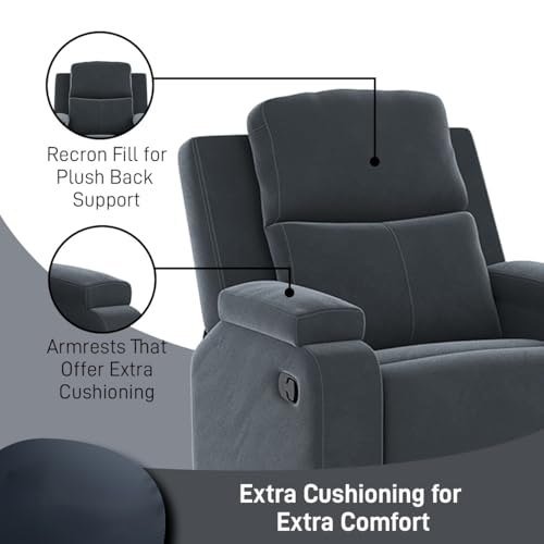 Image of Amazon Brand - Solimo Emerald | Single Seater Sofa Recliner | Manual Recliner (Velvet Grey)