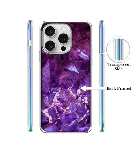 Image of Amazon Brand- Solimo Purpal Stone Printed Silicon Soft TPU Back Case Cover Compatible for Apple iPhone 15 Pro Max
