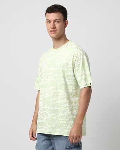 Image of Bewakoof Air 1.0 Men's 100% Cotton Oversized Fit Round Neck T-Shirt