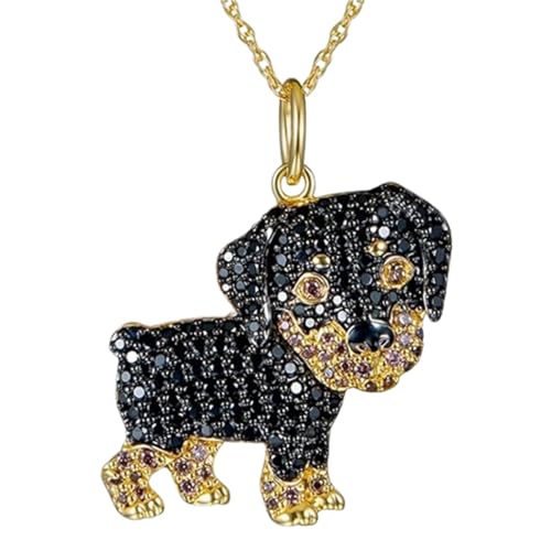 TABOJS Collar con Colgante de Perro Salchicha para Mujer, Exquisito Collar con Diamantes de imitación Brillantes, Accesorios de joyería para Cachorros y Amantes de los Perros, 1 Unidad