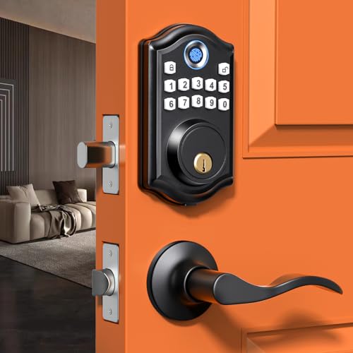 Lafossei Fingerprint Door Lock, Keyless Entry, Electronic Keypad Deadbolt, Front Door Biometric Smart Lock, Easy Installation (DS10PRO)