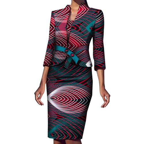 Amazon.com: 2-Piece Suits for Women Set African Ankara Print Suit Skirt  Dress and Blazer : Clothing, Shoes & Jewelry