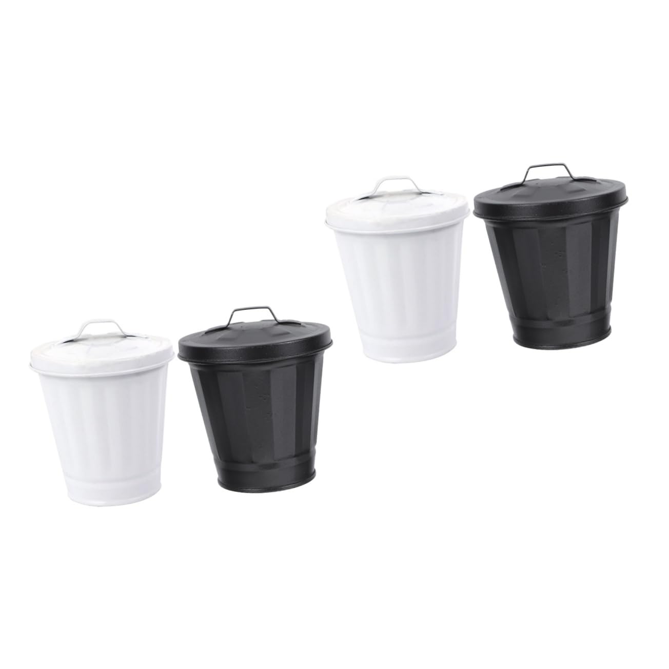 MAGICLULU 2sets Iron Garbage Can Metal Desktop Mini Wastebasket Farmhouse Style for Home Decor 2pcs*2