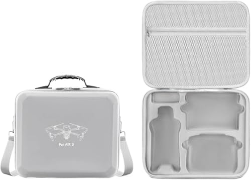 Image of M.G.R.J Carrying Case for DJI Air 3S / Air 3 Drone, Travel Portable Shoulder Bag for DJI Air 3S Fly More Combo Drone /DJI Air 3 Drone (RC-N3 / RC-N2 Remote Controller) (Hard|PU Leather|Grey)