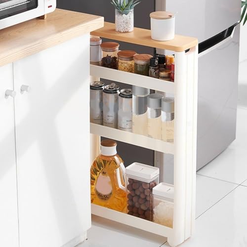 Carrito de almacenamiento delgado de 3 niveles rodante estrecho para baño y cocina, estante de plástico que ahorra espacio, carrito utilitario para lavadora/secadora, oficina y estudio