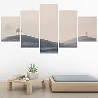 SIGNWIN 5 Panel Canvas Wall Art Foggy Mountains for Home Decorations Ready to Hang - 60