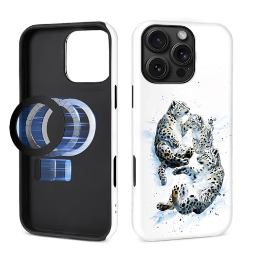 Coque iPhone 16 Pro MagSafe antidérapante avec dos acrylique et silicone antichoc léopard