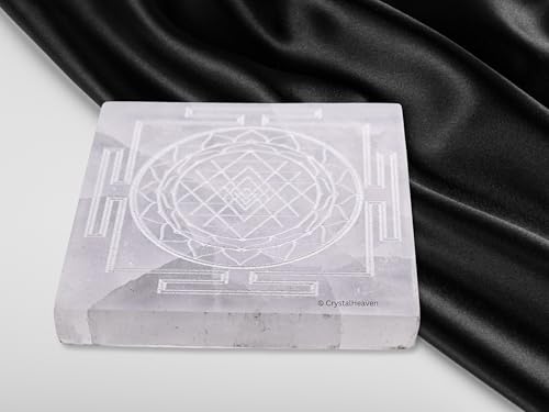 Image of Selenite Plate with Shree Yantra - Premium Selenite Charging Plate