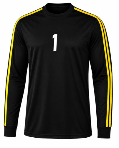 Image of PROSTYLE SPORTS Football Goalkeeper Shirt Soccer Shirt Jersey Adult Padded Elbow (as8, Alpha, x_l, Regular, Regular, Standard, BlackYellow, XL)